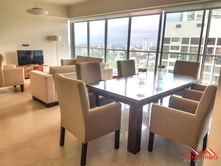 Modern Spacious Living Room of Emperor Residencies 3 Bedroom Sea View Furnished Luxury Apartment for SALE in Colombo 3 by Colombo Realtors