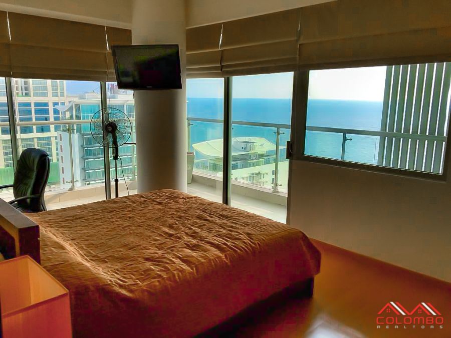 Modern Master Bedroom of Emperor Residencies 3 Bedroom Sea View Furnished Luxury Apartment for SALE in Colombo 3 by Colombo Realtors