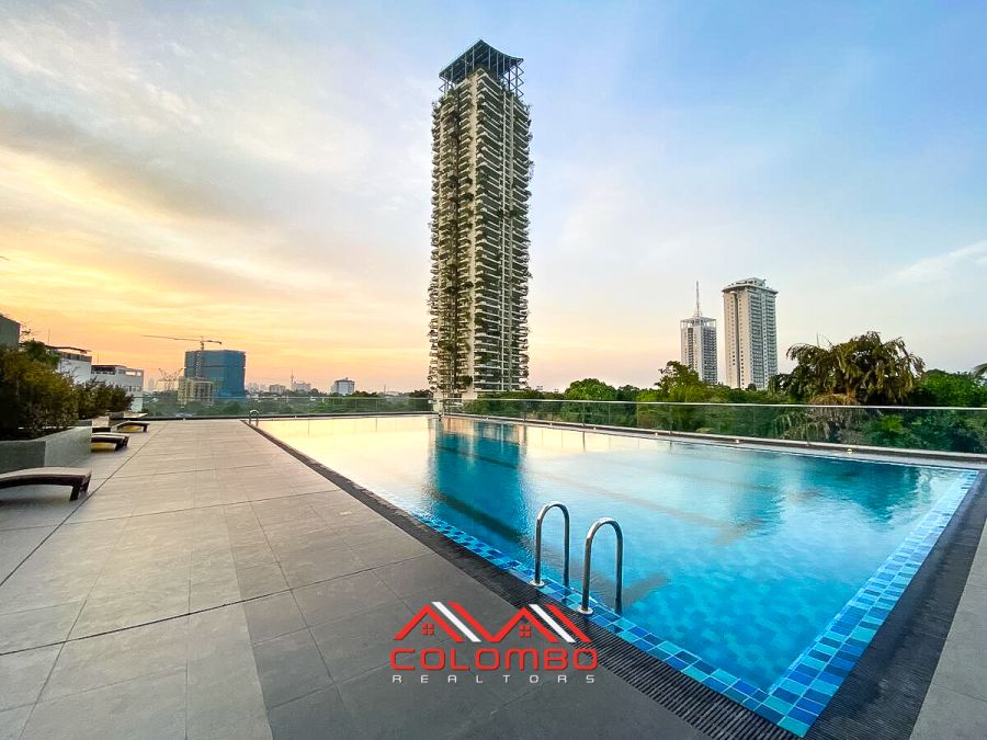 Swimming Pool of Artfully decorated luxury four bedroom apartment at Elements Rajagiriya for Sale