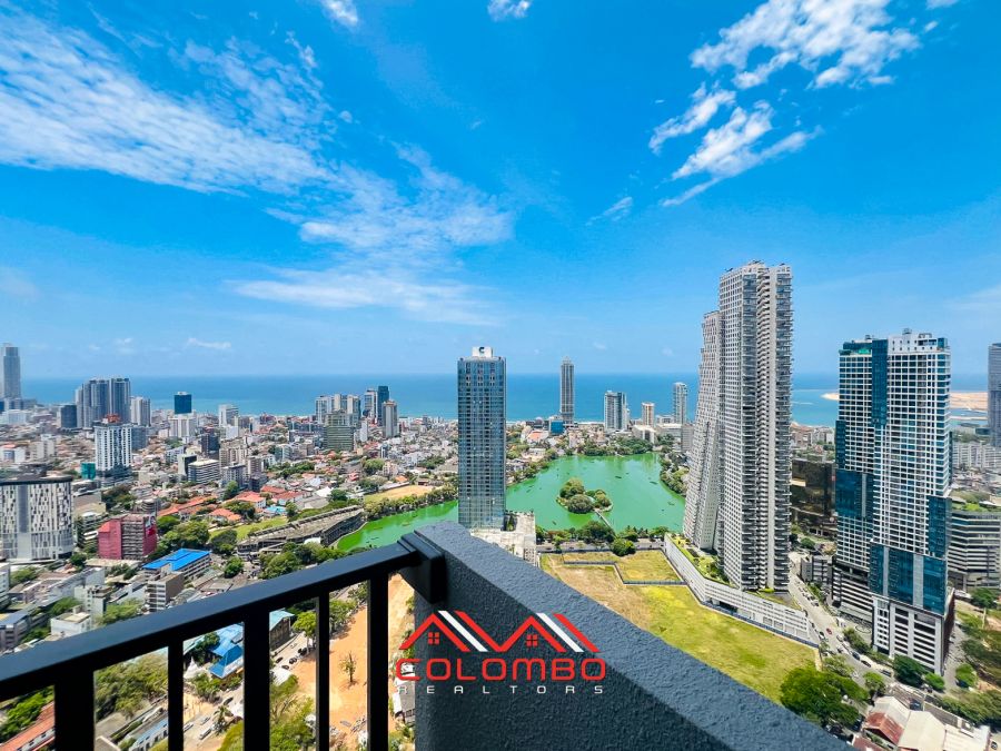 Balcony direct city and sea view of Tri-Zen Tower 1 Apartment for Rent or Lease in Colombo 2 by Colombo Realtors