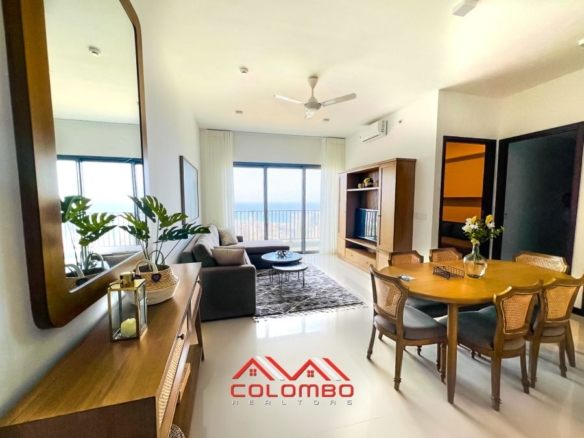 Living Room with dining table of Tri-Zen Tower 1 Apartment for Rent or Lease in Colombo 2 by Colombo Realtors